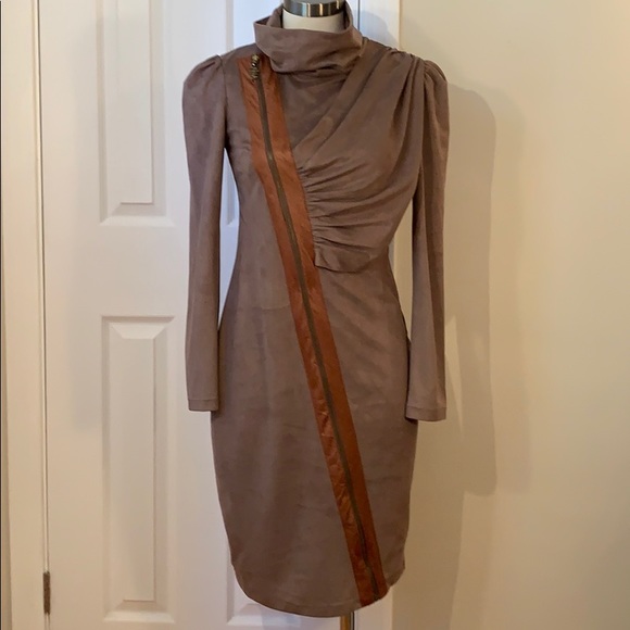 NASELLO Dresses & Skirts - NASELLO FAUX SUEDE COWL NECK DRESS